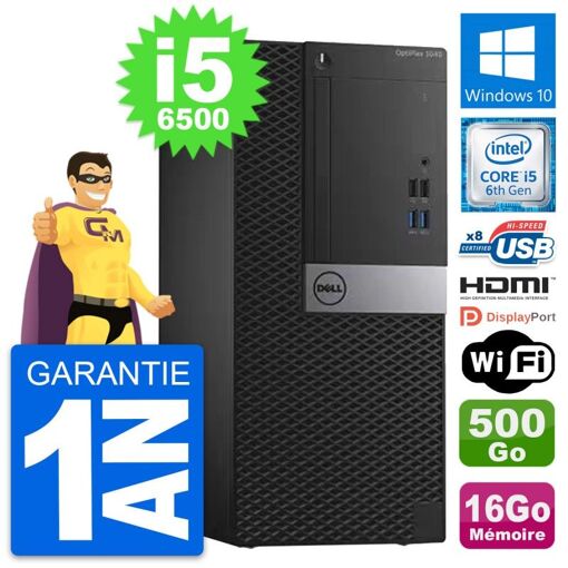 PC de escritorio Dell OptiPlex 3040 - i5-6500, 16GB RAM, 500GB HDD, HDMI, WiFi