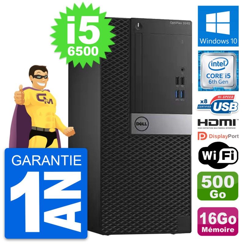 Dell OptiPlex 3040 Desktop PC - i5-6500, 16GB RAM, 500GB HDD, HDMI, WiFi
