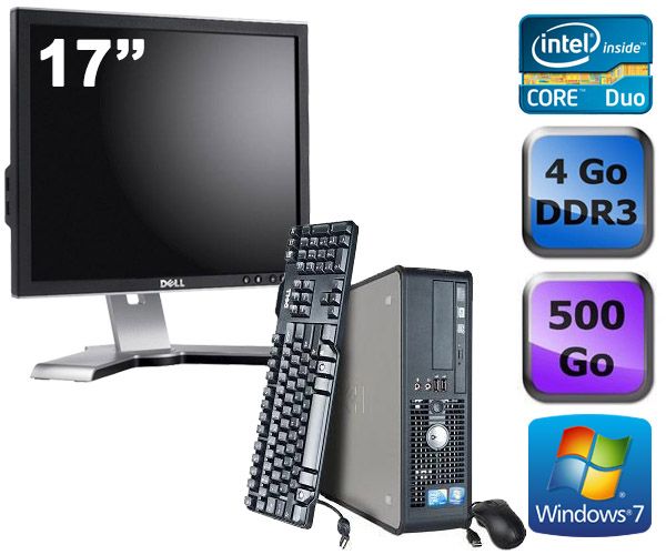 Dell Optiplex 780 SFF Desktop PC + 17" Screen - Intel Core Duo E5300 / 2.60 GHz - 4GB RAM - 500GB HDD - DVD - Gigabit Ethernet - Windows 7 Professional