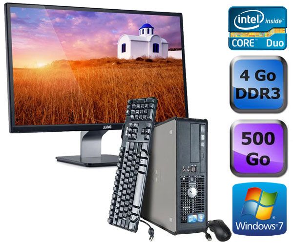 Computadora de escritorio Dell Optiplex 780 SFF + Monitor de 22'' - Intel Core Duo E5300 / 2,60 GHz - 4 GB RAM - Disco duro de 500 GB - Unidad DVD - Ethernet Gigabit - Windows 7 Profesional