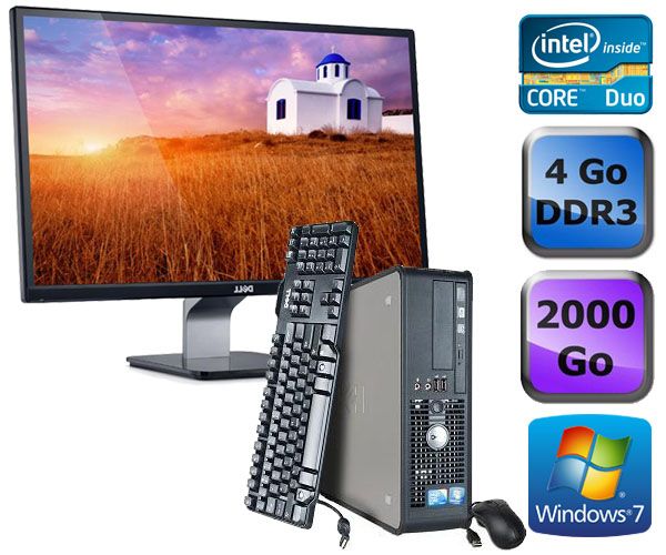 Computadora de escritorio Dell Optiplex 780 SFF + Monitor de 22'' - Procesador Intel Core Duo E5300 / 2,60 GHz - 4GB de RAM - Disco duro de 2TB - Unidad de DVD - Ethernet Gigabit - Windows 7 Profesional