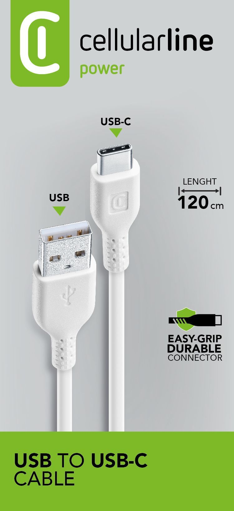 Câble de charge et transfert de données Cellularline 120 cm - Câble USB-C