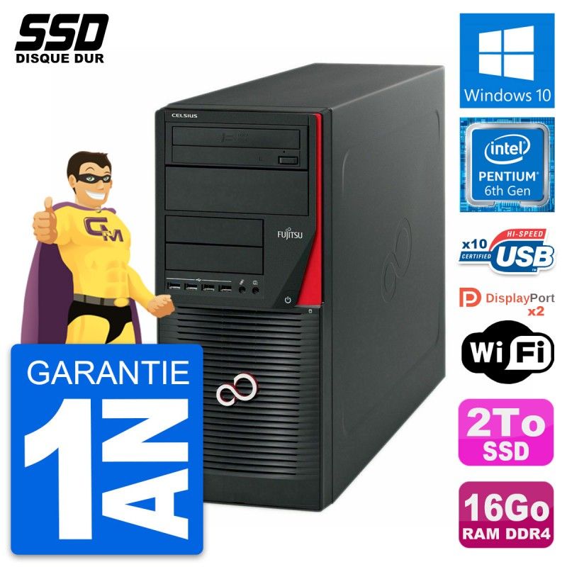 Fujitsu Celsius W550n MT - Intel Pentium G4400, 16GB RAM, 2TB SSD, Windows 10, WiFi
