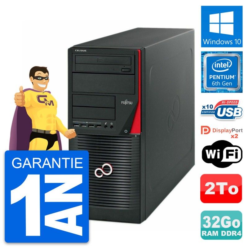 Fujitsu Celsius W550n MT - 32GB RAM, 2TB HDD, Intel G4400, Windows 10