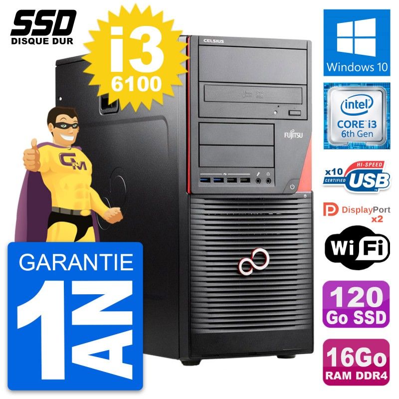 Fujitsu Celsius W550n MT Core i3-6100 16GB RAM 120GB SSD Windows 10 Wifi