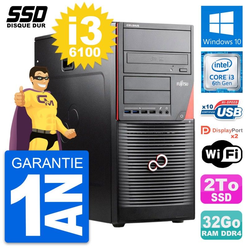 Fujitsu Celsius W550n MT Laptop - Intel i3-6100, 32GB RAM, 2TB SSD, Windows 10, WiFi