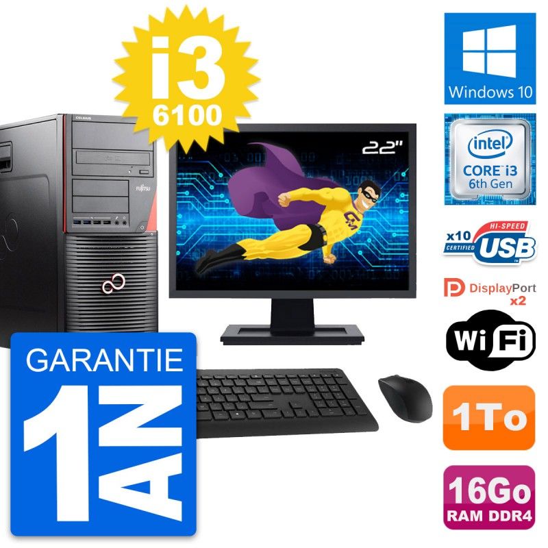 Fujitsu W550n 22-Inch Core i3-6100 Laptop - 16GB RAM, 1TB HDD, Windows 10, WiFi