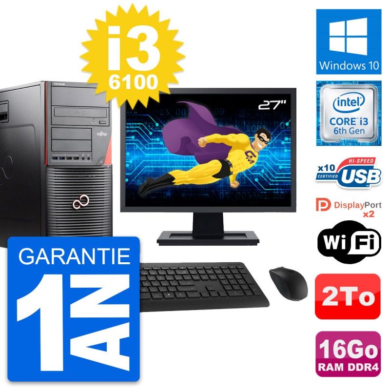 Fujitsu W550n 27-Inch PC - Core i3, 16GB RAM, 2TB Storage, Windows 10