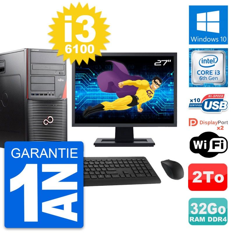 Fujitsu W550n 27-Inch PC Tour - Core i3-6100, 32GB RAM, 2TB HDD, Windows 10, WiFi