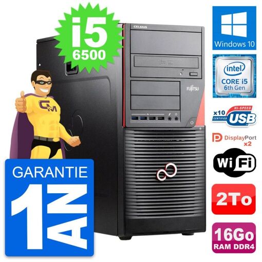 PC de sobremesa Fujitsu Celsius W550n MT i5-6500 16GB RAM 2TB HDD Windows 10 Wifi