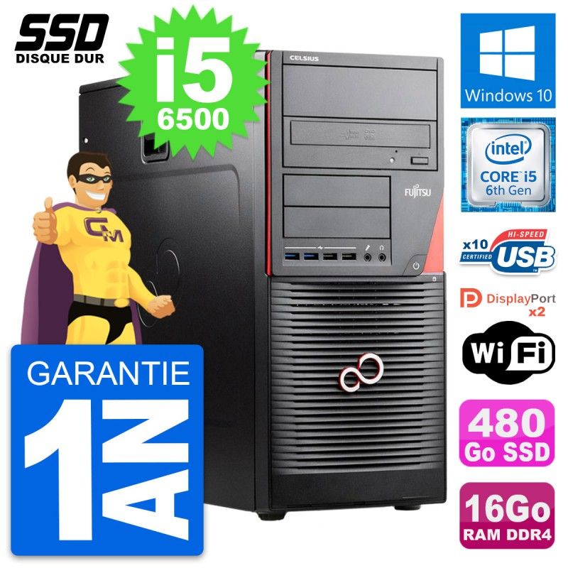 Fujitsu Celsius W550n MT Intel Core i5-6500 16 Go RAM 480 Go SSD Windows 10 Wi-Fi