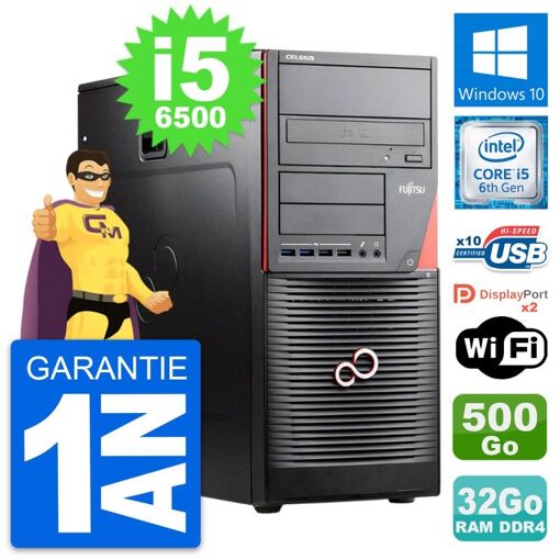 PC de sobremesa Fujitsu Celsius W550n MT i5-6500 32GB RAM 500GB HDD Windows 10 WiFi