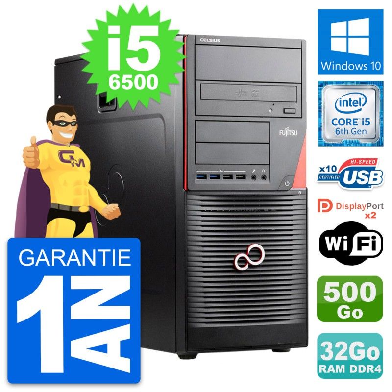 Fujitsu Celsius W550n MT i5-6500 32GB RAM 500GB HDD Windows 10 WiFi PC