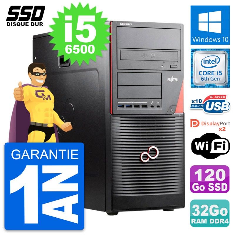 Fujitsu Celsius W550n MT Core i5-6500 32GB RAM 120GB SSD Windows 10 Wi-Fi