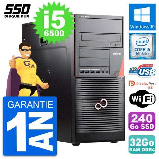 PC de sobremesa Fujitsu Celsius W550n MT, Intel Core i5-6500, 32GB RAM, 240GB SSD, Windows 10, Wifi