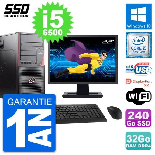 PC Tour Fujitsu W550n de 22 pulgadas - Procesador Intel i5-6500, 32GB de RAM, 240GB SSD, Windows 10