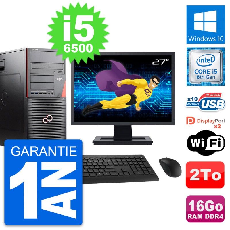 Fujitsu W550n Desktop PC - 27" Display, Core i5-6500, 16GB RAM, 2TB Storage, Windows 10