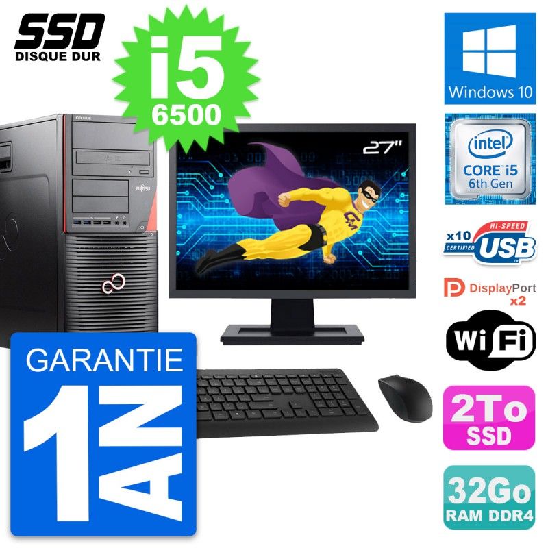 Fujitsu Celsius W550n 27-Inch Computer - i5-6500, 32GB RAM, 2TB SSD, Windows 10, WiFi