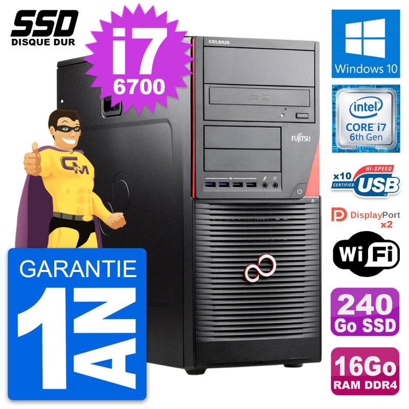 Fujitsu Celsius W550n MT - Core i7-6700, 16GB RAM, 240GB SSD, Windows 10, WiFi