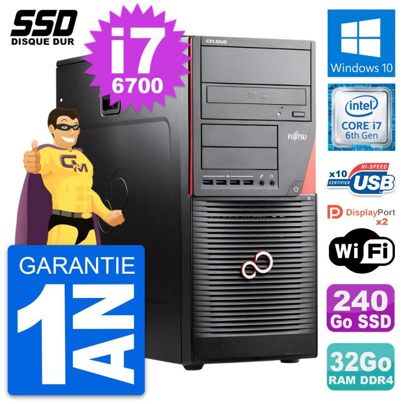 Fujitsu Celsius W550n MT Core i7-6700 32GB RAM 240GB SSD Windows 10 Wifi