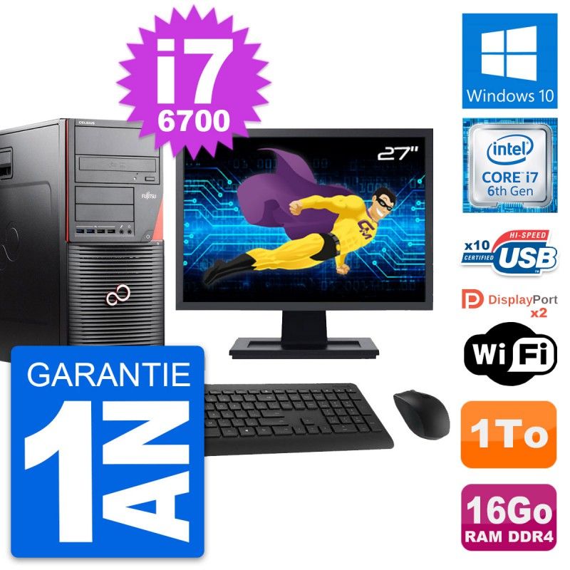 Fujitsu W550n 27-Inch PC Tower - Core i7, 16GB RAM, 1TB Storage, Windows 10, WiFi