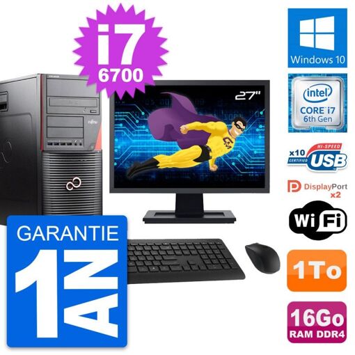 Torre Fujitsu W550n de 27 pulgadas - Procesador i7, 16GB de RAM, 1TB de almacenamiento, Windows 10, WiFi