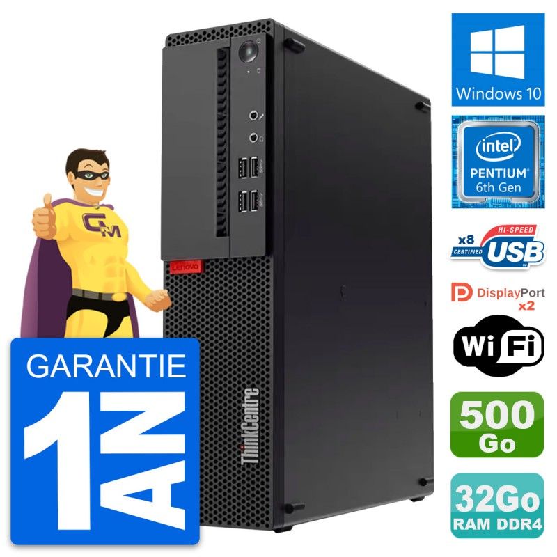 Lenovo ThinkCentre M910s SFF Desktop - Intel G4400, 32GB RAM, 500GB HDD, Windows 10, WiFi
