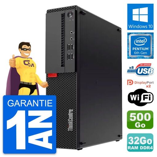 Computadora de escritorio Lenovo ThinkCentre M910s SFF - Procesador Intel G4400, 32 GB de RAM, 500 GB HDD, Windows 10, WiFi