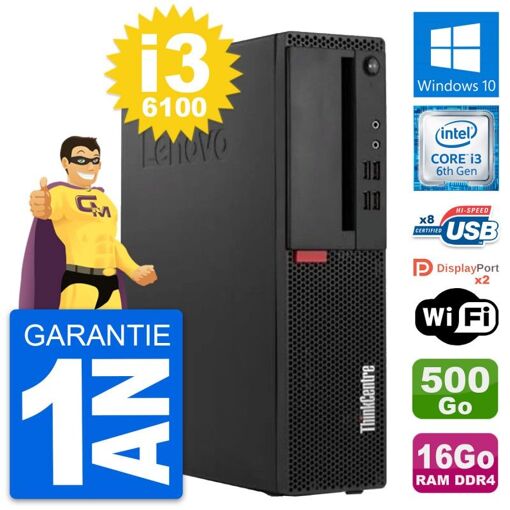 Lenovo ThinkCentre M910s SFF i3-6100 16GB RAM 500GB HDD Windows 10 Wi-Fi