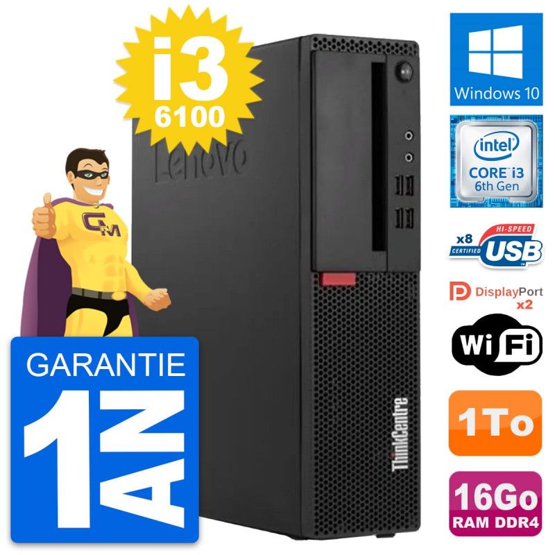 Lenovo ThinkCentre M910s SFF Core i3-6100 16GB RAM 1TB HDD Windows 10 Wifi