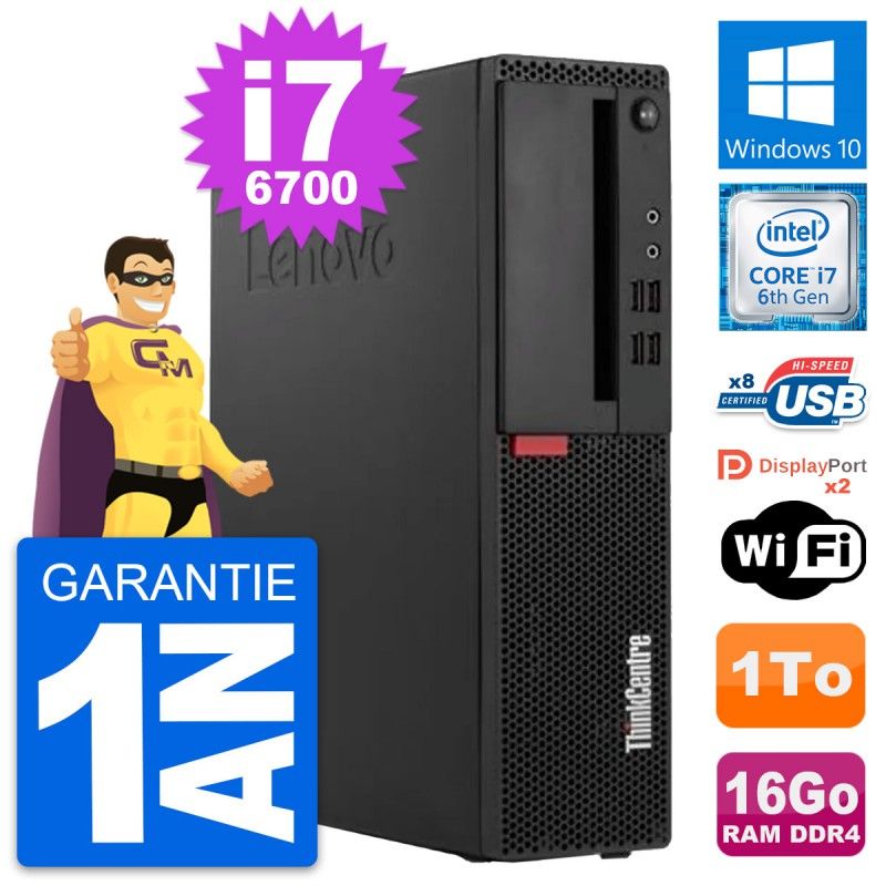 Lenovo ThinkCentre M910s SFF Core i7-6700 16GB RAM 1TB HDD Windows 10 WiFi