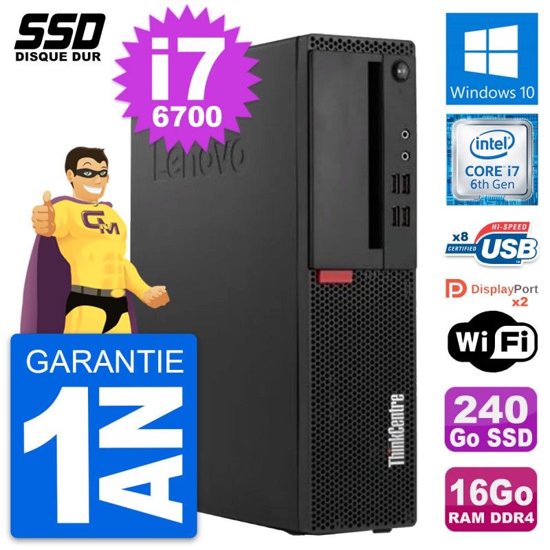 Lenovo ThinkCentre M910s SFF Desktop - Intel i7-6700, 16GB RAM, 240GB SSD, Windows 10, Wifi