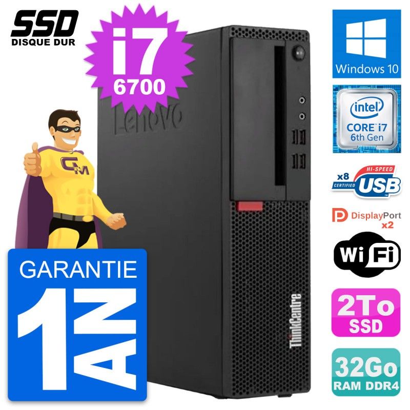 Lenovo ThinkCentre M910s SFF Desktop - Intel i7-6700, 32GB RAM, 2TB SSD, Windows 10, WiFi
