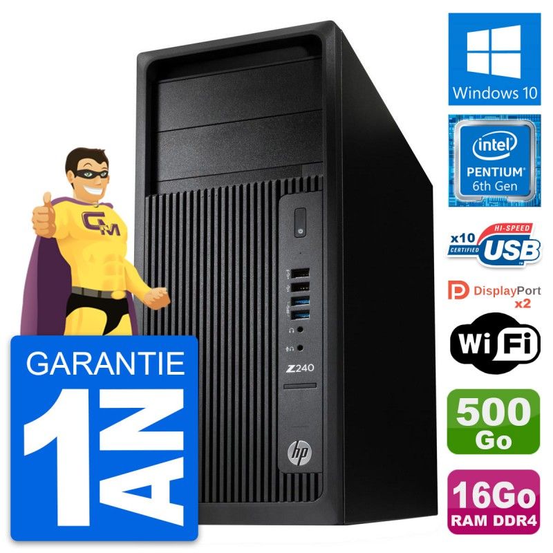 Estación de trabajo HP Z240 MT - Procesador Intel Core i5-4400, 16GB de RAM, 500GB HDD, Windows 10, WiFi