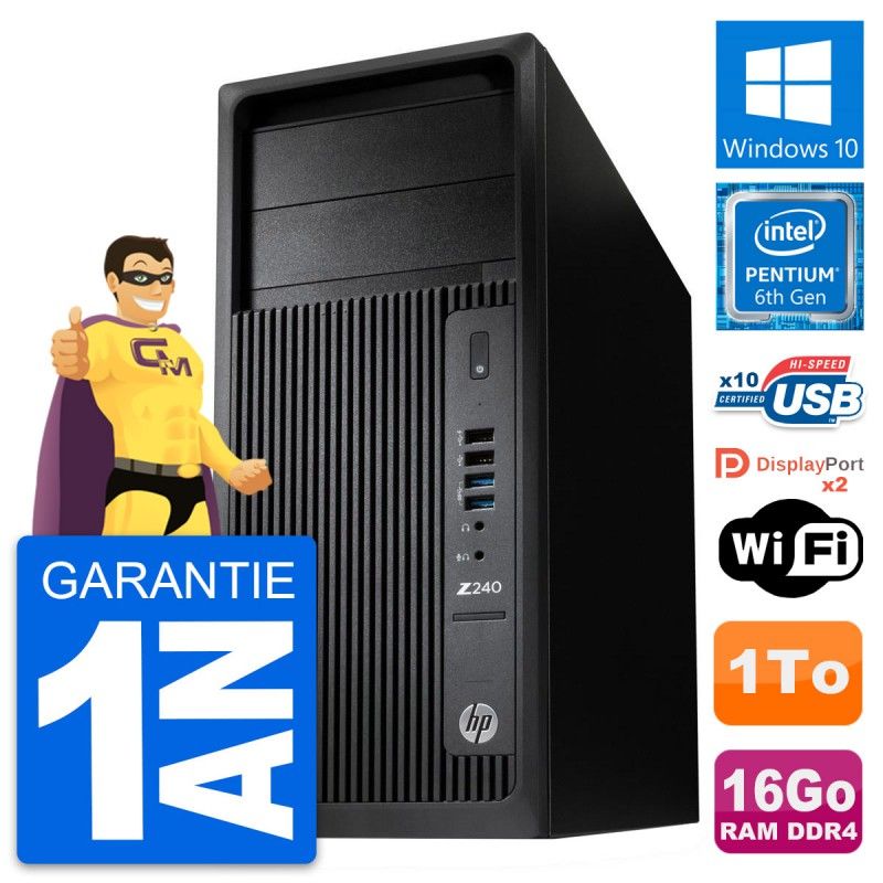 HP WorkStation Z240 MT - Pentium G4400, 16GB RAM, 1TB HDD, Windows 10, WiFi