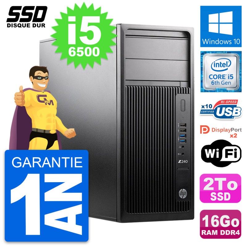 Estación de trabajo HP Z240 Intel Core i5-6500 16GB RAM 2TB SSD Windows 10 WiFi