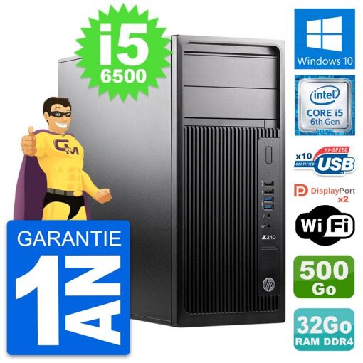 Estación de trabajo HP Z240 - Procesador Intel i5-6500, 32GB de RAM, 500GB HDD, Windows 10, WiFi