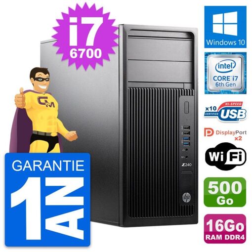 Estación de trabajo HP Z240 - Procesador Intel i7-6700, 16GB RAM, 500GB HDD, Windows 10, WiFi