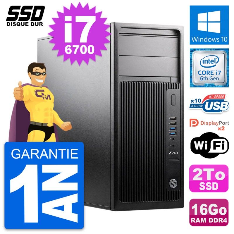 Estación de trabajo HP Z240 - Procesador Intel Core i7-6700, 16GB de RAM, 2TB SSD, Windows 10, Wifi