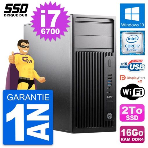 Estación de trabajo HP Z240 - Procesador Intel Core i7-6700, 16GB de RAM, 2TB SSD, Windows 10, Wifi