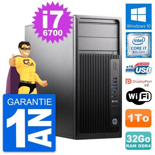 Estación de trabajo HP Z240 MT - Intel i7-6700, 32 GB de RAM, 1 TB HDD, Windows 10, WiFi