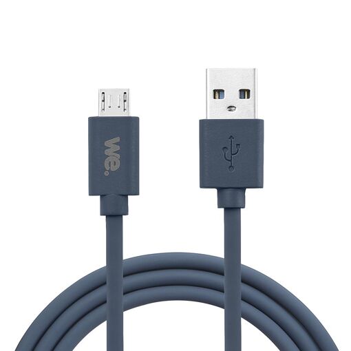 Câble USB en silicone WE vers Micro USB, 1 mètre, USB 2.0, charge et transferts de données jusqu'à 480 Mbps - Bleu Nuit