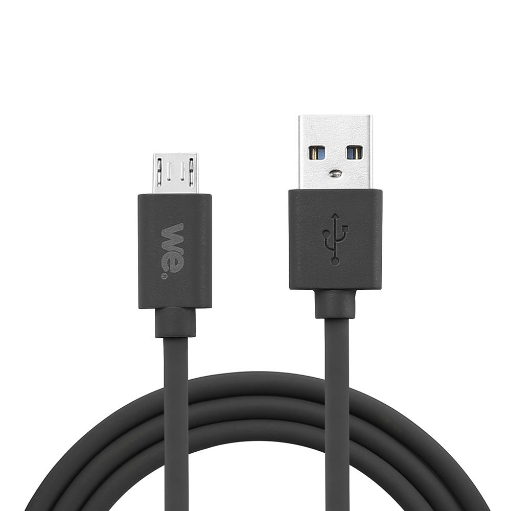 WE Silicone USB/Micro USB Cable - 2m - Black