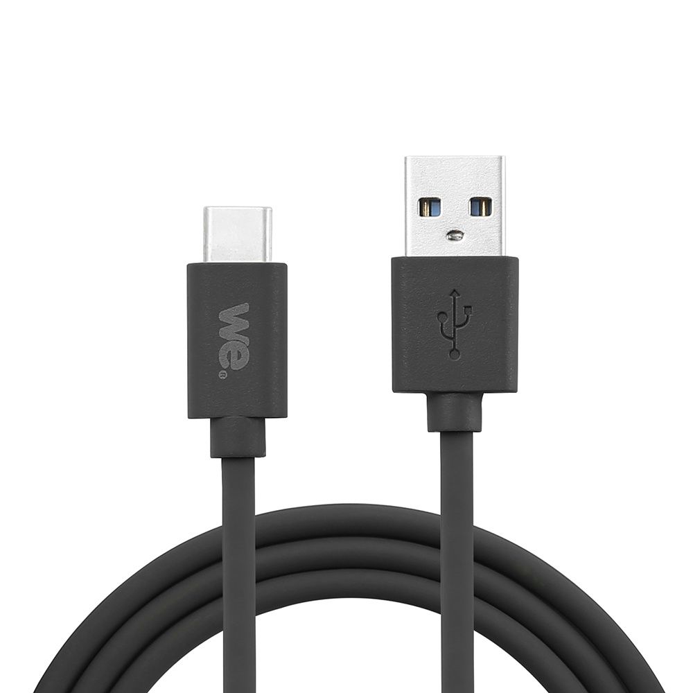WE Silicone USB/USB-C Cable - USB 3.2 Gen 1 - 1m - Black