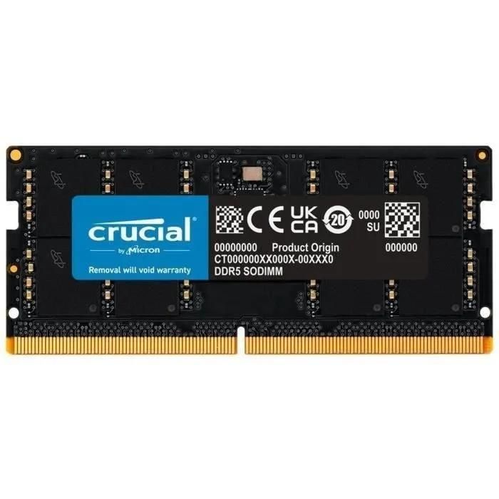 Micron Technology DDR5 32GB SO DIMM Module, 4800 MT/s / PC5-38400, CL40, 1.1V, Unbuffered, Non-ECC