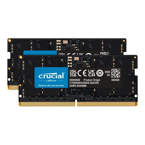 Kit de mémoire Micron Technology DDR5 - 32 Go (2 x 16 Go) SO DIMM 262 broches - 4800 MT/s / PC5-38400 - CL40 - 1,1 V - sans tampon - non ECC
