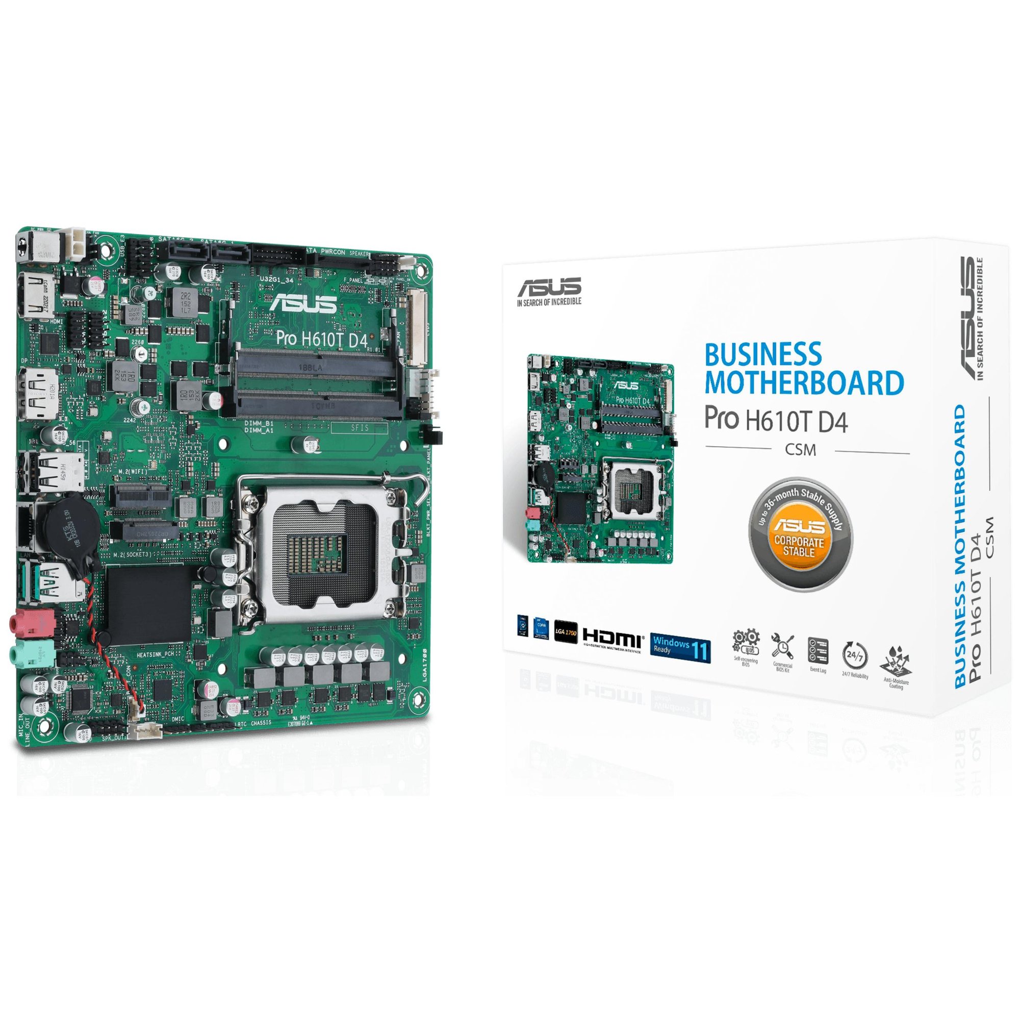ASUS Pro H610T D4-CSM LGA 1700 Thin Mini ITX