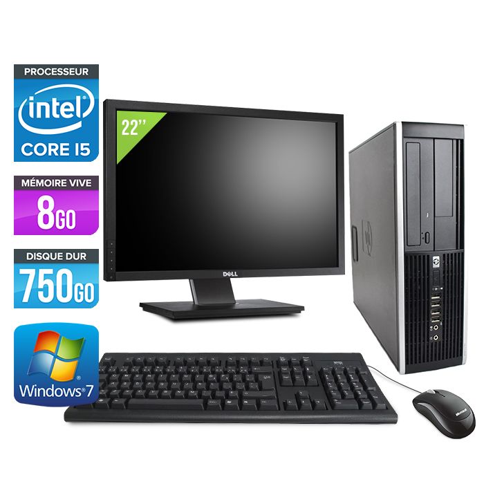 HP Elite 8300 SFF + 22'' Monitor - Intel Core i5-3470 / 3.20 GHz - 8GB RAM - 750GB HDD - DVDRW - Gigabit Ethernet