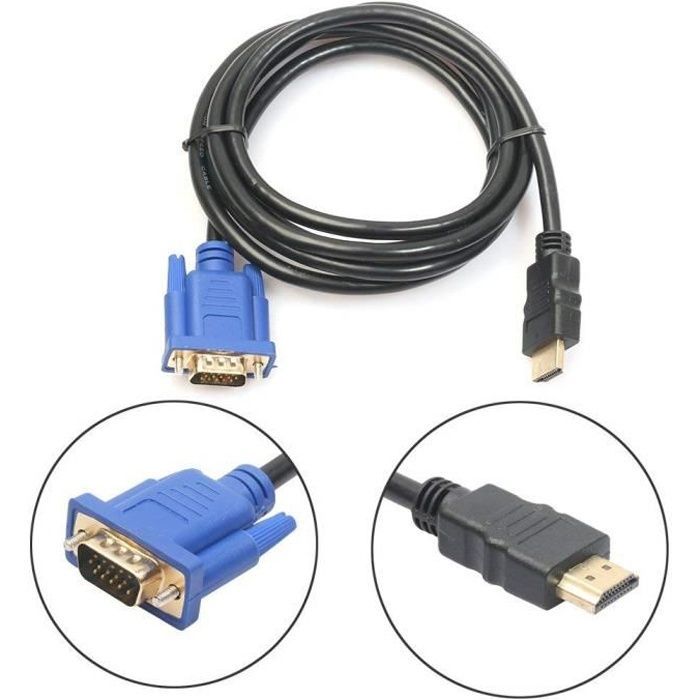 INECK HDMI Male to VGA HD-15 Male 15-Pin Adapter Cable 1080P 1.8M Professional Quality