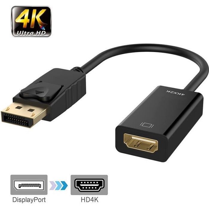 ZAMUS DisplayPort to HDMI Adapter, 4K Resolution, Black